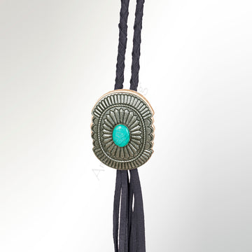 American Darling ADJW107B Braided Genuine Leather Jewelry Necklace with Concho